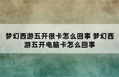 梦幻西游五开很卡怎么回事 梦幻西游五开电脑卡怎么回事